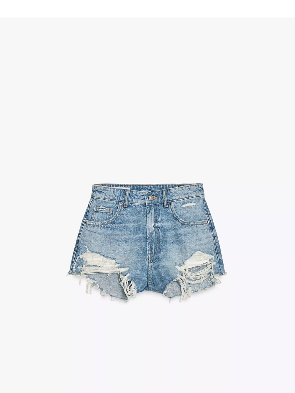 Zara Light Blue Distressed Denim Cutoff Shorts
